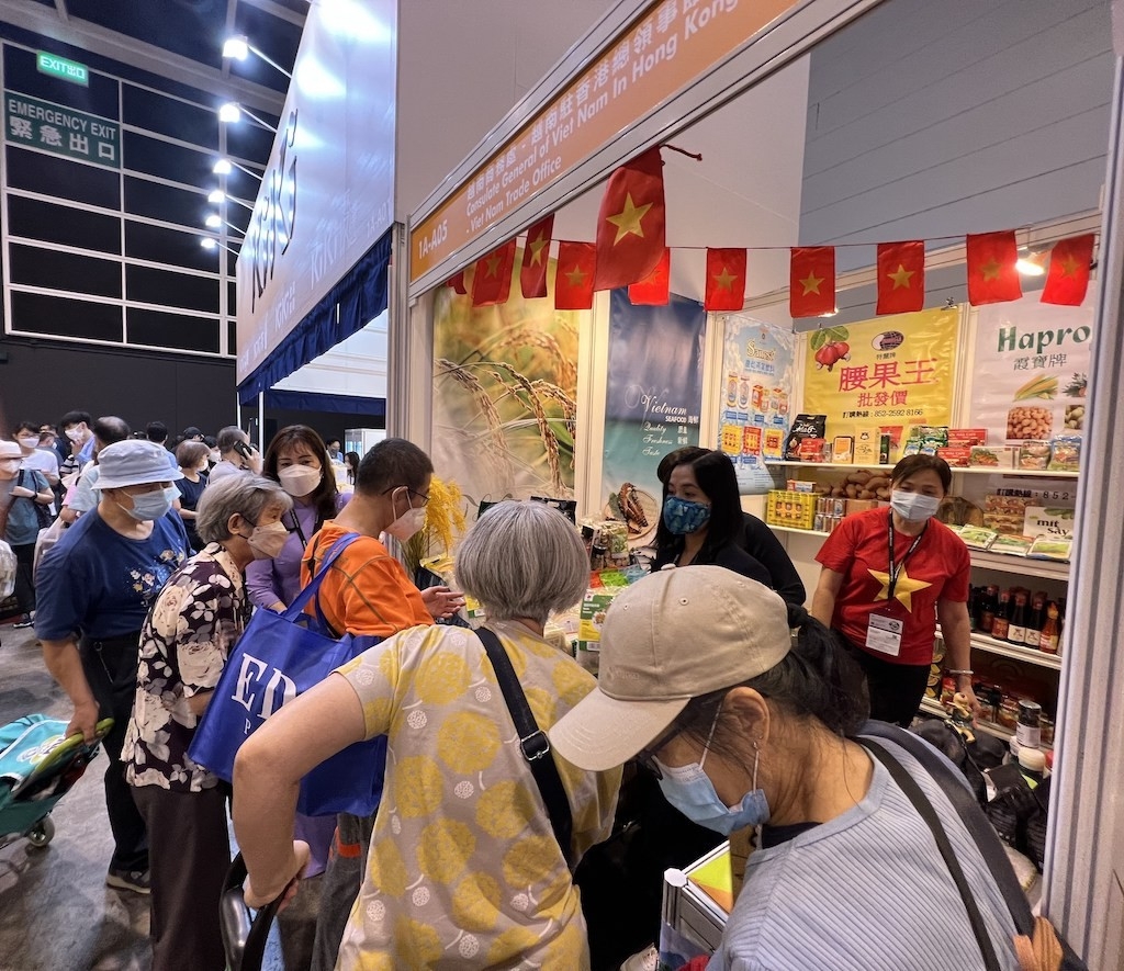 在中国香港美食博览会的越南特产展台（图源：越通社）