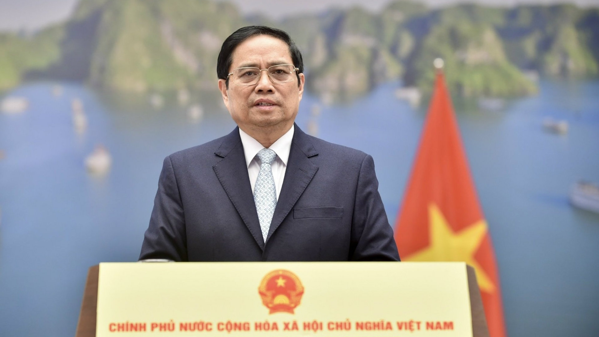 越南政府总理范明政在联合国气候变化的高级别会议上发言