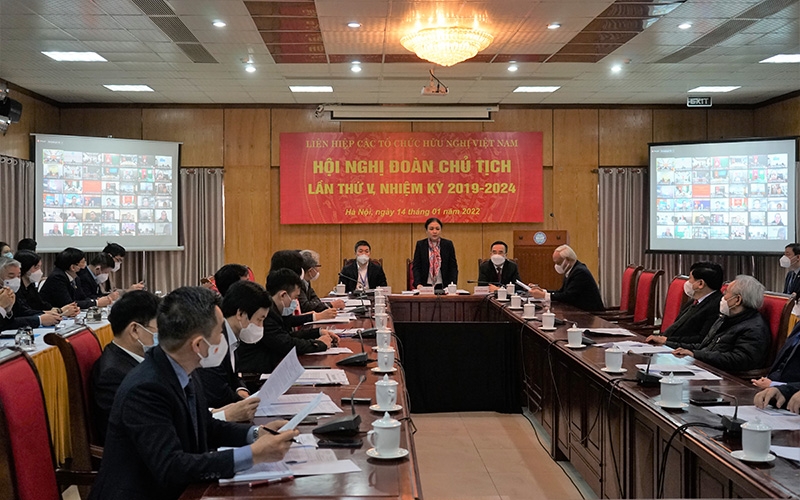 越南友好组织联合会主席阮芳娥大使在会议上发言讲话