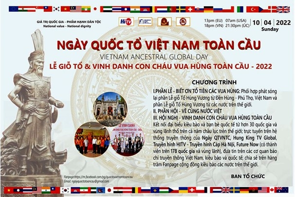 2022年全球越南国祖日将于4月10日以线上方式举行 同全球40个国家和地区将视频连线