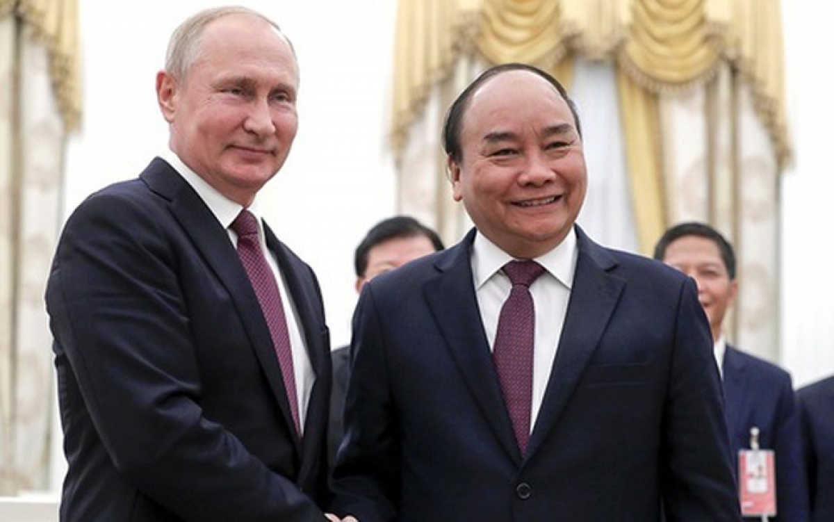 2019年5月时任越南政府总理阮春福会见俄罗斯总统普京（图：越南之声）