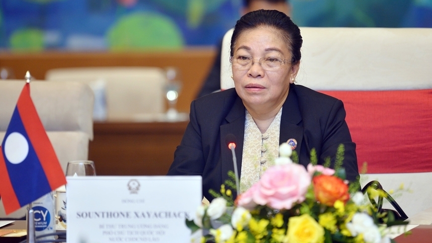 越南国会常务副主席陈青敏会见老挝国会文化与社会委员会主任图玛莉·冯帕占