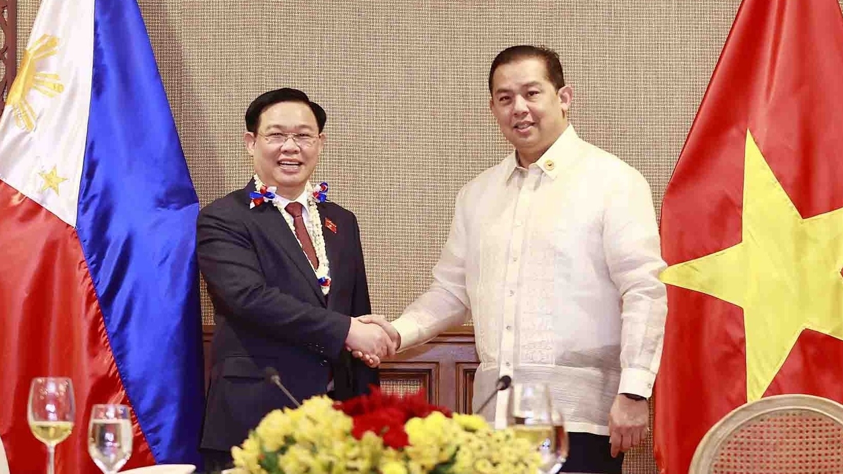 越南国会主席王廷惠与菲律宾众议院议长马丁·罗穆亚德斯举行会谈